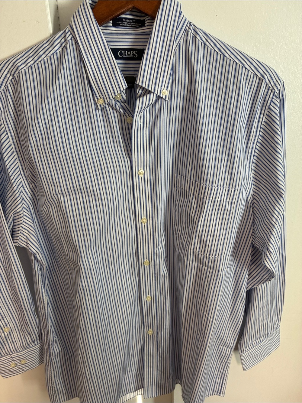 Chaps Men’s Blue & White Striped Button-Down Shirt